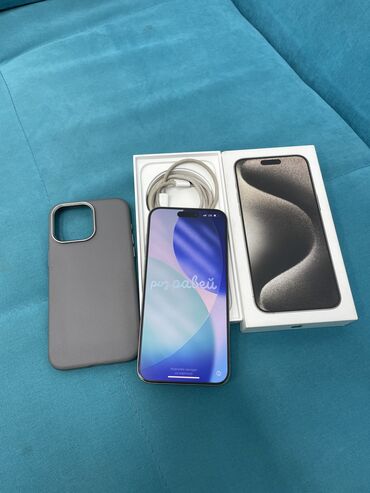 стекло куплю: IPhone 15 Pro Max, Колдонулган, 1 ТБ, Natural Titanium, Заряддоочу түзүлүш, Коргоочу айнек, Каптама, 89 %