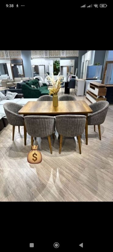 стеклянный стол: Новый, 6 стульев