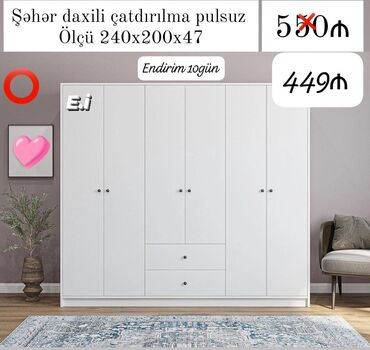 seyif qapılar: Yeni, Açılan, 6 qapı Qarderob, paltar dolabı