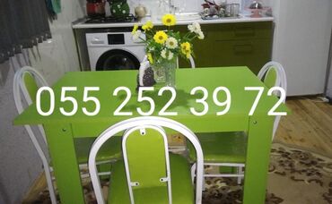 taxta stol stullar: Для кухни, Для гостиной, Новый, Нераскладной, Прямоугольный стол, 4 стула, Азербайджан