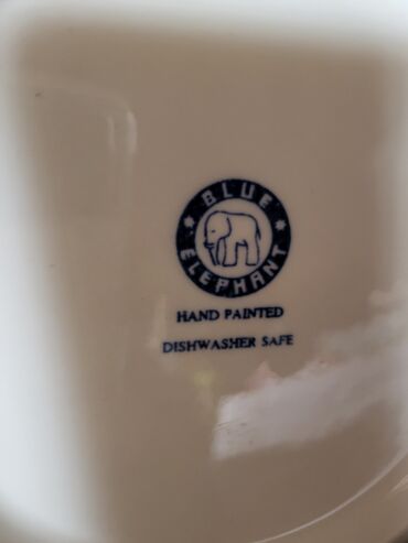 Kuhinjski setovi: Tanjiri rucno oslikani blue elephant 80te. Tanjiri,plitki rucno — 9