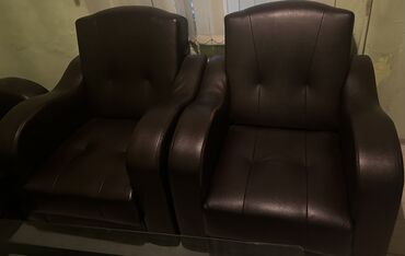 раскладной диван диван кресло: Диван-кровать, цвет - Черный, Б/у