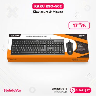 kompüterlər qiyməti: 🔥🔥 "KAKU KSC-502" Klaviatura & Mouse ✅ Rəng: Qara ✅ Brend