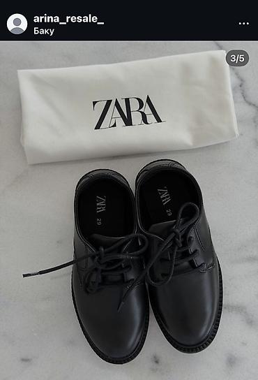 Детская одежда и обувь: ZARA uşaq ayaqqabısı – klassik qara rəngdə, bağcıqlı model. - Ölçü: 29 — 5