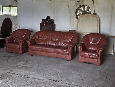 Stilske garniture: Kožna garnitura za sedenje – 1 - Komplet obuhvata: trosed i dve — 8