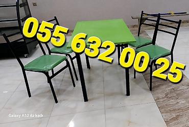 Bağ, çöl mebeli: Yeni, Kvadrat masa, Açılmayan, Stullar ilə, Metal, Azərbaycan — 6