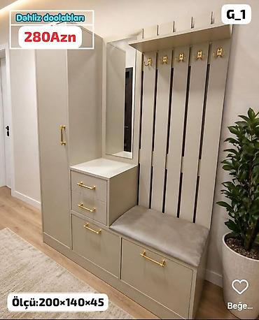 gefard england collection: Dəhliz dolabı dəsti – model G_1 - Rəng: açıq bej, qızılı — 1