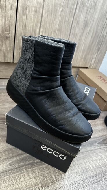 обувь 24 размер: Сапоги, 40, цвет - Черный, Ecco