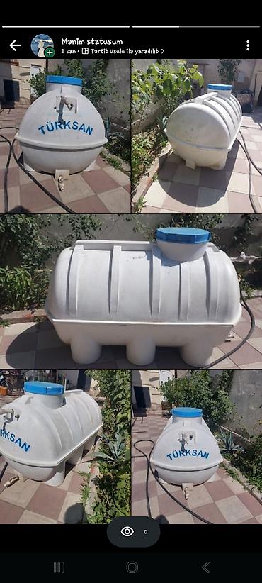 Baklar və çənlər: TÜRKSAN su çəni – 1000 litr - Həcm: 1000 L (korpus üzərində qeyd — 1