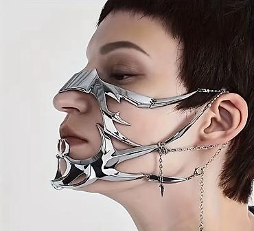 dollar klonu: Avangard üslubda metal üz aksessuarı – modulyar maska - Material — 2