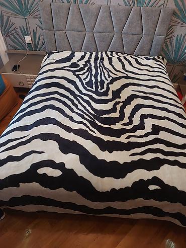 pled: Zebra naxışlı iki nəfərlik yataq örtüyü/plaid - Rəng: qara-ağ zebra — 2