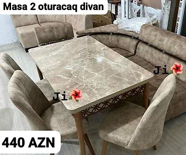 divan masa: Masa + 2 oturacaq divan dəsti - Dəst tərkibi: mərmər naxışlı üstə — 1