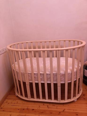 Uşaq mebeli: Oval formalı uşaq beşiyi və döşək - Material: möhkəm ağac karkas — 5