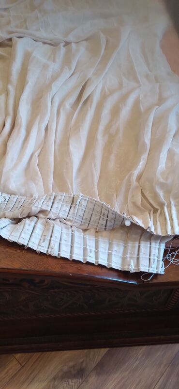 восковые свечи в баку: Açıq krem rəngli pərdə dəsti - Material: yüngül, yarımşəffaf toxuma