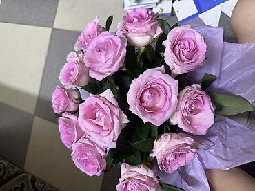 Букет из роз нежно‑розового оттенка. - Состав: 15 пышных роз с