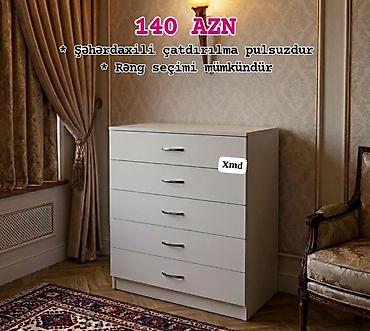 dehliz: Ağ rəngdə 5 gözlü komod - Sadə və zərif dizayn: hamar səth, metal — 1