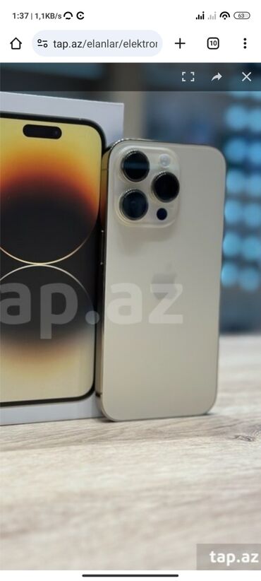 iphone 13 pro max kreditle: IPhone 14 Pro Max, Matte Gold, Qırıq, Hissə-hissə ödəniş, Barmaq izi