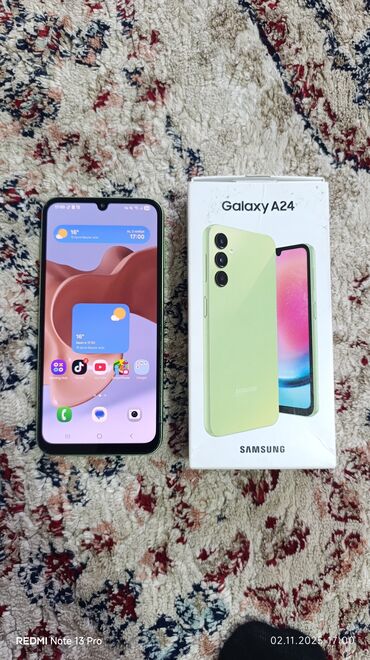 телефон самсунг цена: Samsung Galaxy A24 4G, Колдонулган, 128 ГБ, түсү - Жашыл, 2 SIM