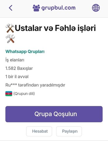 is elanları tap az: HƏR NÖV HƏR CÜRƏ HƏR ÇEŞİD-SUPER İŞ Elanları qrupu iş whatsapp