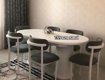 sac stolu: Ağ oval yemək masası və 6 ədəd stul dəsti. - Masanın forması: oval — 1