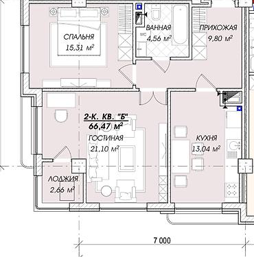 толстого: 2 комнаты, 67 м², Азия Молл Элитка, 7 этаж, ПСО (под самоотделку) — 3