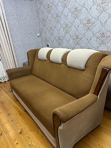 heyet ucun divan: Mebel növü: 3 nəfərlik divan ölçüsü 2metr - Rəng: isti qəhvəyi/bej — 4