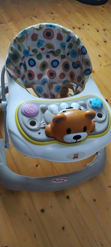 ev ucun termometr: Uşaq gəzdirəci (baby walker) - Yumşaq, dairəvi naxışlı kumaş oturacaq — 1