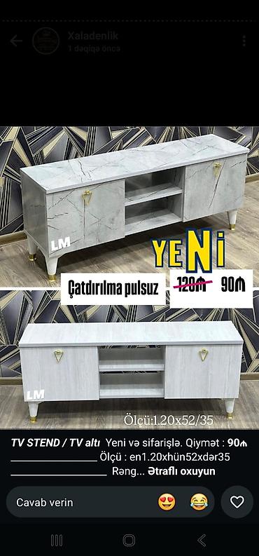 TV stendi / TV altı - Ölçü: 1.20 × 52 × 35 sm - Material və dizayn