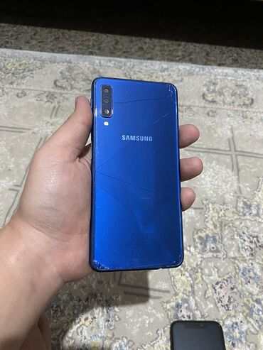 самсунг 14а: Samsung Galaxy A7 2018, Б/у, 64 ГБ, цвет - Синий, 1 SIM, 2 SIM