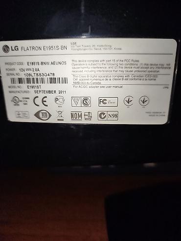 Продаю монитор LG Flatron E1951S-BN 18.5" Всё работает отлично, без at lalafo.kg Продаю монитор LG Flatron E1951S-BN 18.5" Всё работает отлично, без