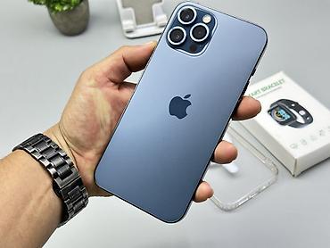 IPhone 12 Pro Max, Б/у, 128 ГБ, Синий, Защитное стекло, Чехол, 100 %