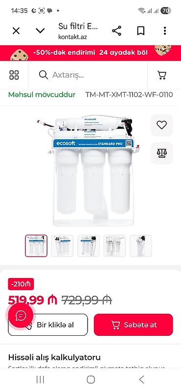 ventilyator su ile: Məhsul: Mətbəx üçün tərs osmos (Reverse Osmosis) su təmizləmə sistemi — 7