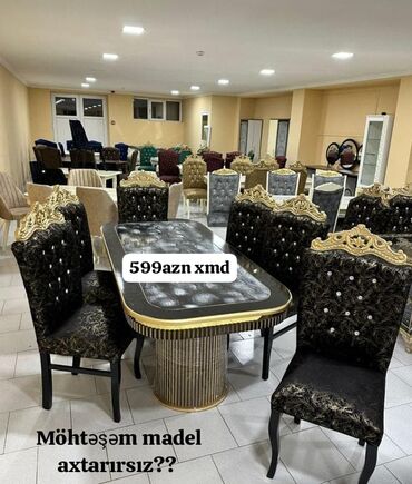 Masa və oturacaq dəstləri: Qonaq otağı üçün, Yeni, Açılmayan, Oval masa, 6 stul