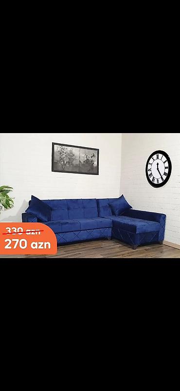 2ci el stul: Mavi rəngli L formalı künc divan - Rəng: Parlaq royal mavi - Forması — 1