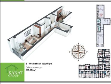 долгосрочная аренда квартир филармония: 2 комнаты, 63 м², Элитка, 3 этаж, ПСО (под самоотделку)
