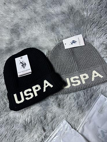 хорошая одежда: Вязаные шапки USPA (U.S. Polo Assn.) - Модель: бини с отворотом и — 1