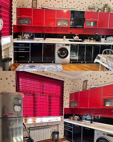 Mətbəx mebeli 550₼. Üzəri tökmə mərmərdir. Ölçü 5m. Üzərində jalüz,qaz