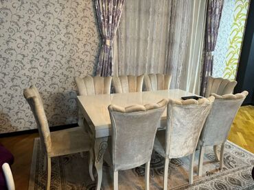 nerjaveka stol: Для гостиной, Б/у, Прямоугольный стол, 8 стульев