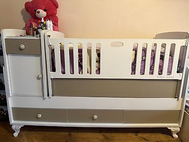 acılıb yığılan carpayı: Uşaq çarpayısı və komod – “baby mood” model - Rəng: ağ və bej — 1
