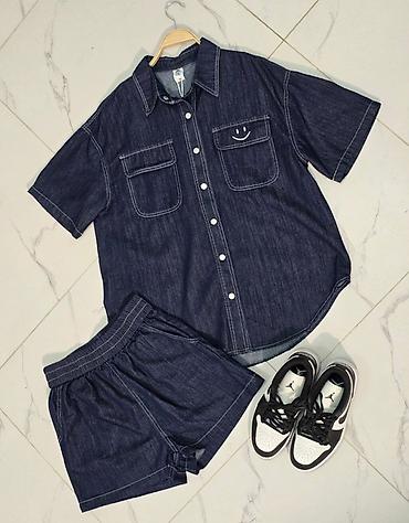 Костюмы с шортами: Джинсовый комплект: рубашка с коротким рукавом + шорты 😍😍😍 стильная — 3