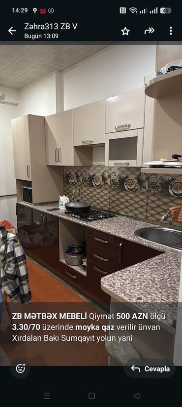 5×15 taxta qiymeti 2023: *ZB* *MƏTBƏX MEBELİ* Qiymət *500 AZN* ölçü *3.30/70* üzerinde *moyka