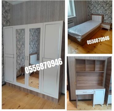 Yataq otağı dəstləri: İkinəfərlik çarpayı, Termo, Dolab, 2 tumba, Azərbaycan, Yeni — 5