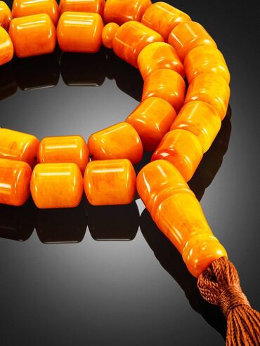 Təsbehlər: Qədim kəhrəba təsbeh.100% təbii Baltik kəhrəbasından təsbeh.Bütöv daş — 2