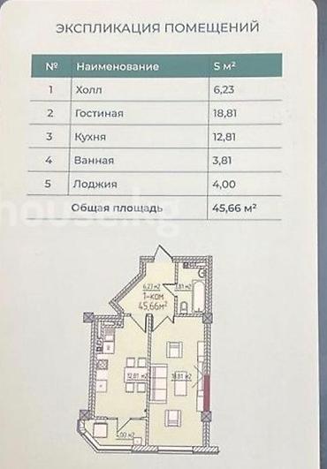 11: 1 комната, 45 м², Нижний Джал (Джал-23) Элитка, 11 этаж — 1