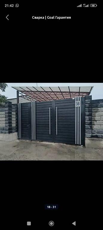 Откатные ворота: Стальные, Автоматические, Консольная конструкция, Для частного дома, С калиткой, Оптом, Новый, Бесплатная установка — 6