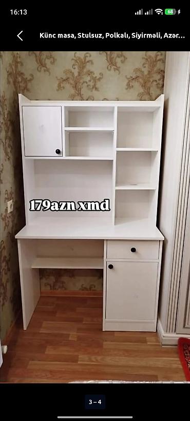 acılan stollar: Ağ rəngdə çoxfunksiyalı iş/oxu masası - Künc üçün uyğun dizayn - — 1
