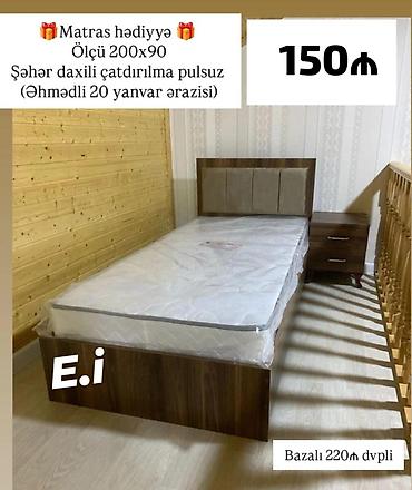 Çarpayılar: Tək nəfərlik çarpayı – dəmir karkaslı - Ölcü: 200x90 - Başlıqda — 5