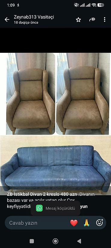 *ZB* *İstikbal Divan 2 kreslo 480 azn* .Divanın bazası var və açılır lalafo.az -da *ZB* *İstikbal Divan 2 kreslo 480 azn* .Divanın bazası var və açılır
