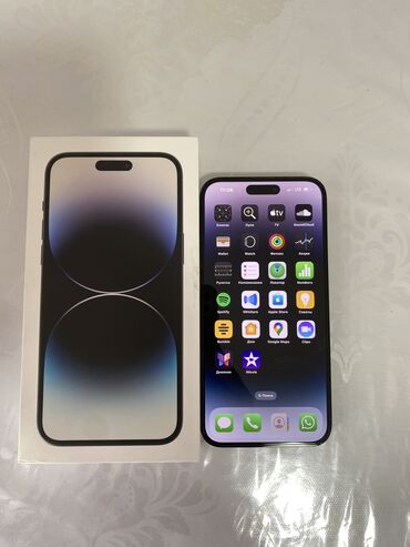 мобильные телефоны купить: IPhone 14 Pro Max, Б/у, 256 ГБ, Black Titanium, Зарядное устройство, Защитное стекло, Чехол, 86 %