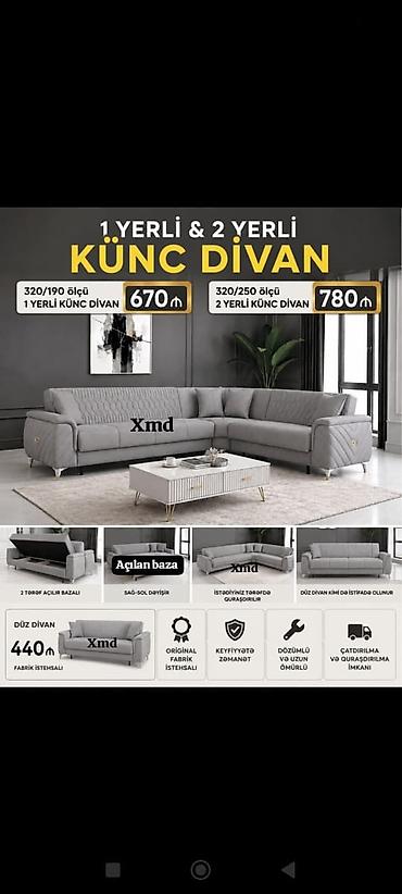 parca skaflar: Künc divan – 1 yerli və 2 yerli modellər Ölçülər və qiymətlər: - 1 — 1